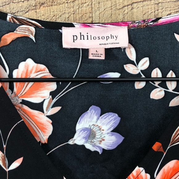 Philosophy • Black Floral Top - Picture 4 of 5